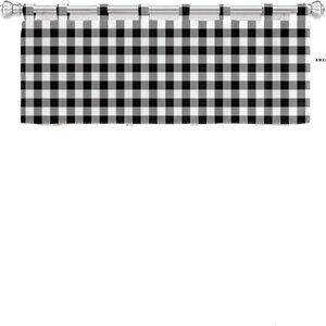 Thermalogic Check Tab-Top Valance Curtain, 15"L x 40"W - black plaid